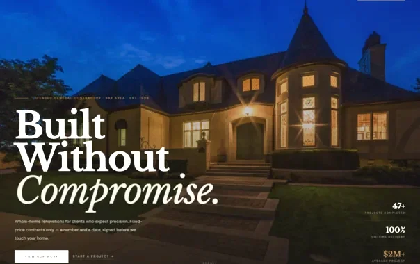Remodeling contractor website - project gallery and quote form